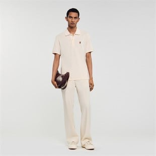 S Logo Krem Polo Yaka T-shirt