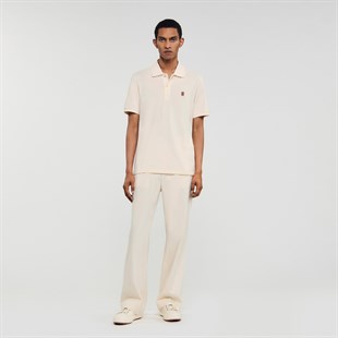 S Logo Krem Polo Yaka T-shirt