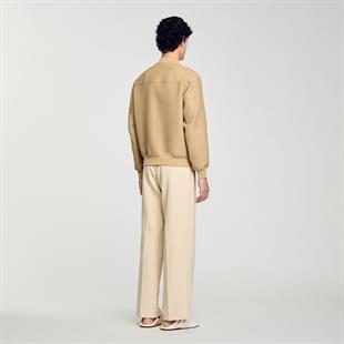 Saf Yün Karışımlı Bej Bomber Ceket