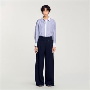 Saf Yün Karışımlı Lacivert Pantolon