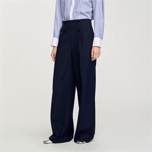 Saf Yün Karışımlı Lacivert Pantolon