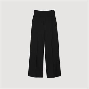 Saf Yün Karışımlı Siyah Pantolon