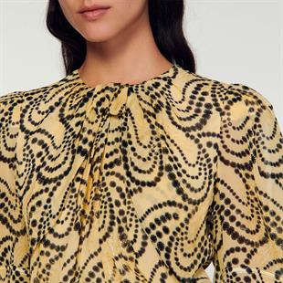 Sarı Desenli Mini Elbise