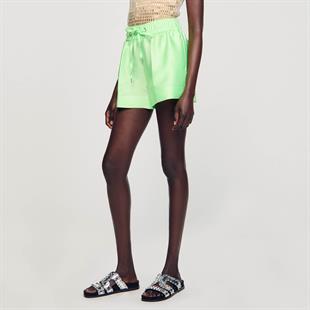 Saten Geniş Paça Yeşil Şort