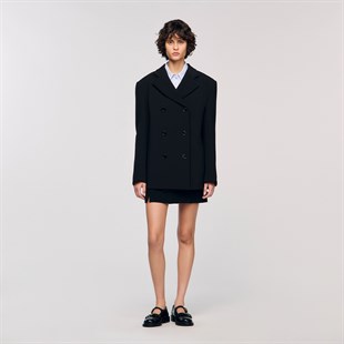 Saten Mix Kruvaze Kapama Blazer