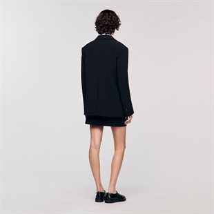 Saten Mix Kruvaze Kapama Blazer