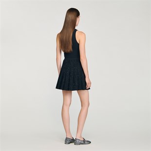 Siyah Payet Geçişli Mini Etek