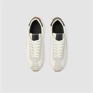Süet Geçişli Ekru Sneaker