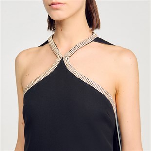 Taş Geçişli Mini Elbise