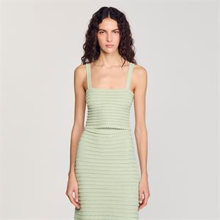 Taş İşlemeli Açık Yeşil Triko