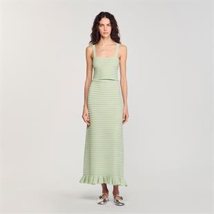 Taş İşlemeli Açık Yeşil Triko