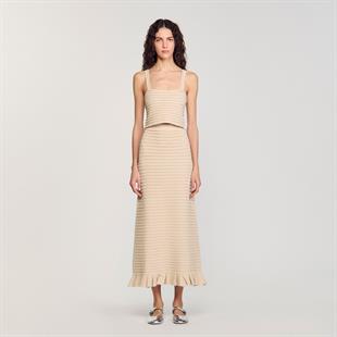 Taş İşlemeli Bej Triko