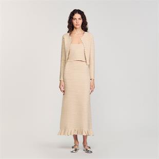 Taş İşlemeli Bej Triko