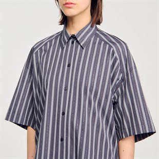 Taş İşlemeli Çizgili Gömlek