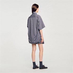 Taş İşlemeli Çizgili Gömlek