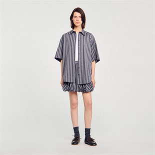 Taş İşlemeli Çizgili Gömlek