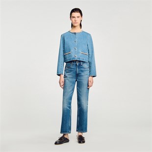 Taş İşlemeli Denim Ceket