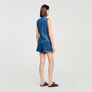 Taş İşlemeli Dilimli Yelek