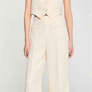 Taş İşlemeli Ekru Pantolon