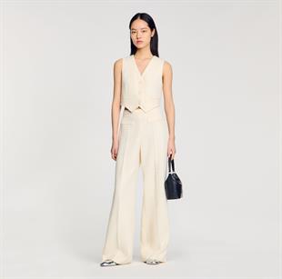 Taş İşlemeli Ekru Pantolon