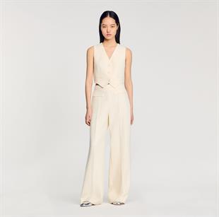 Taş İşlemeli Ekru Pantolon