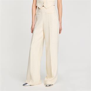 Taş İşlemeli Ekru Pantolon