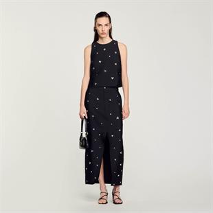 Taş İşlemeli Halter Yaka Üst