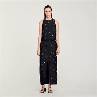 Taş İşlemeli Halter Yaka Üst