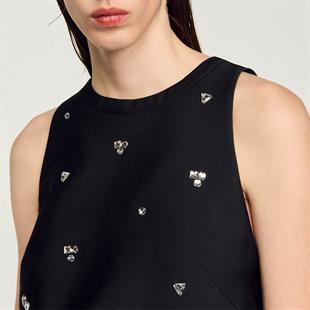 Taş İşlemeli Halter Yaka Üst