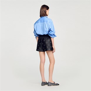 Taş İşlemeli Saten Şort Etek