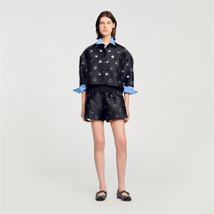 Taş İşlemeli Saten Şort Etek