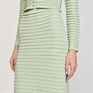 Taş İşlemeli Yeşil Triko Etek