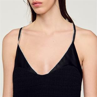 Taş Yaka Detaylı Slip Elbise