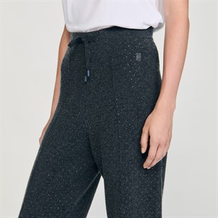 Taşlı Antrasit Triko Pantolon