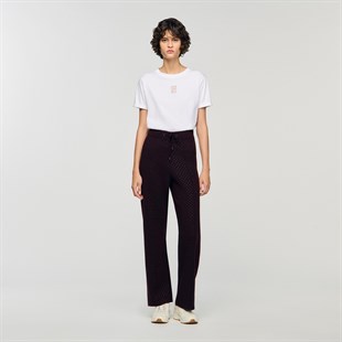 Taşlı Lila Triko Pantolon