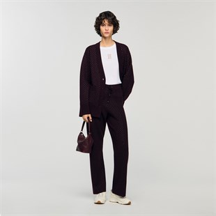 Taşlı Lila Triko Pantolon