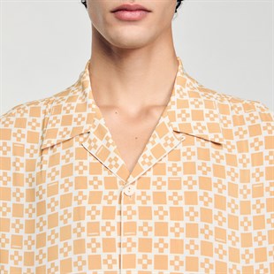 Turuncu Cross Desenli Gömlek