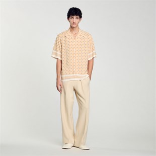 Turuncu Cross Desenli Gömlek