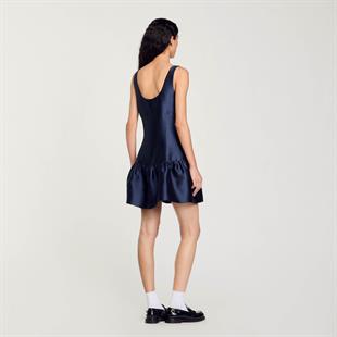 Volanlı Parlak Mini Elbise