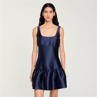 Volanlı Parlak Mini Elbise