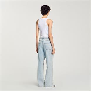 Yanı İnci İşlemeli Jean Pantolon