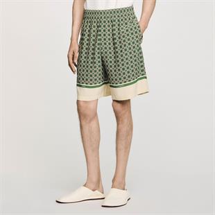 Yeşil Cross Desenli Şort