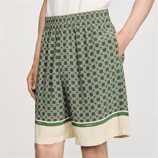 Yeşil Cross Desenli Şort