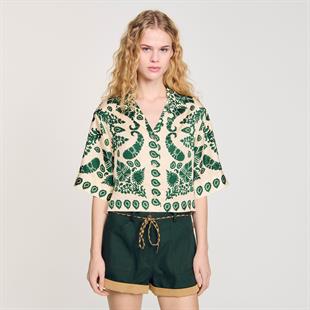 Yeşil Şal Desenli Gömlek