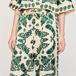 Yeşil Şal Desenli Pantolon