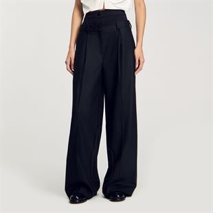 Yüksek Bel Detaylı Çizgili Pantolon