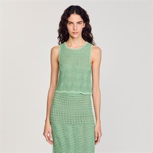 Zikzak Desenli Halter Yaka Üst