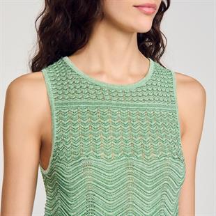 Zikzak Desenli Halter Yaka Üst