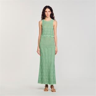 Zikzak Desenli Halter Yaka Üst