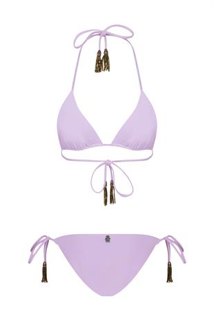 Lila Boncuklu Bikini